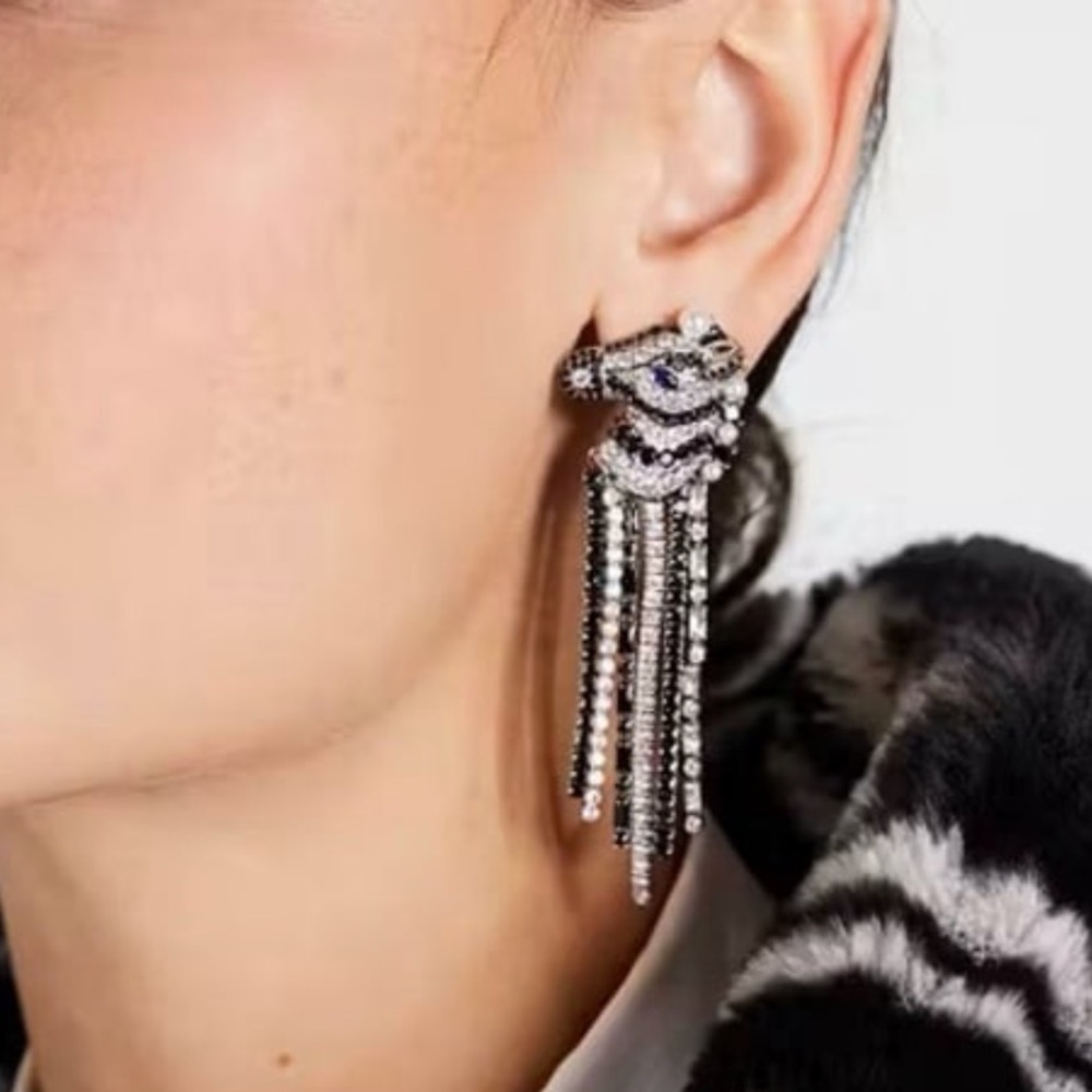 Kate spade Elegant Zebra Earrings with Black and Silver Accents